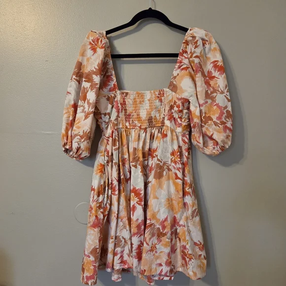Abercrombie & Fitch Women's Emerson Floral Puff Sleeve Mini Babydoll Dress Sz S - Picture 5 of 15